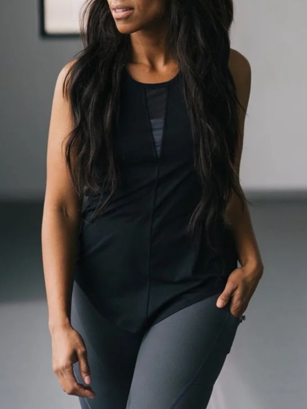 Zyia Effortless Tank Top Medium Black Sleeveless Athleisure